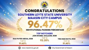 Congratulations SLSU Maasin City Campus on impressive 96.47% passing rate!